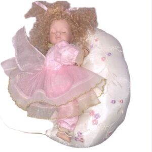 Moon Dream Show stoppers collectible porcelain doll sleeping on moon pillow